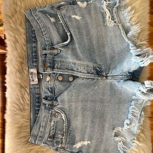 Agolde Women's Frayed Hem Jean Shorts - Light Blue